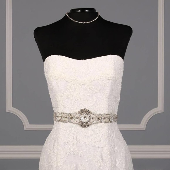 Justina Atelier Diamond White Embellished Beaded Bridal Wedding Dress Sash Belt main image 7